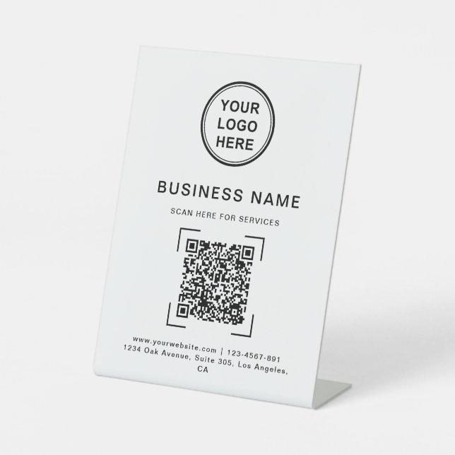 Berufliches, modernes QR-Logo Sockelschild (Vorderseite)