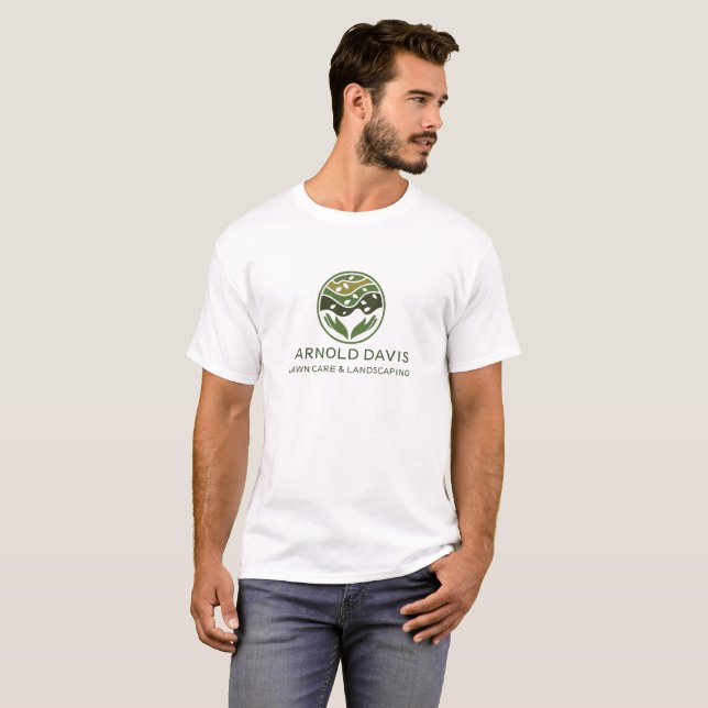Berufliches, modernes Rasen- und Landschaftslogo T-Shirt (Vorne ganz)
