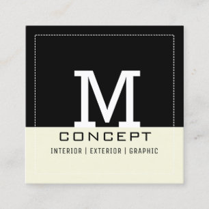 Berufliches, modernes Schwarz-Beige-Monogramm Quadratische Visitenkarte