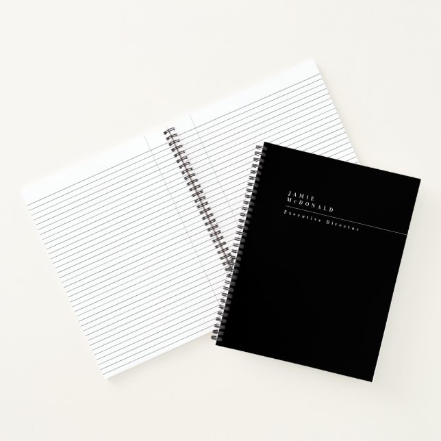 Berufliches, modernes Schwarz und Weiß Notizbuch (Innenseite)