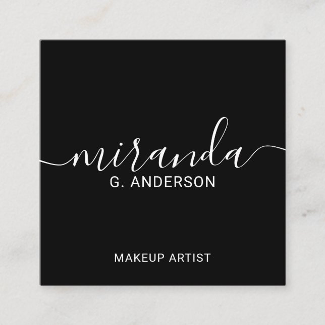 Berufliches, modernes Script Black Quadratische Visitenkarte (Vorderseite)
