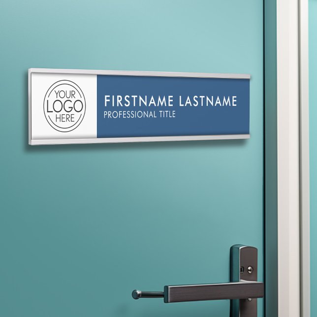 Berufliches, modernes weißes Logo, Name, Titel Türschild (Personalized Door Sign - Add Your Logo and Professional Title with Name)