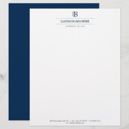 Berufliches Monogramm Blau auf Weiß Briefbogen