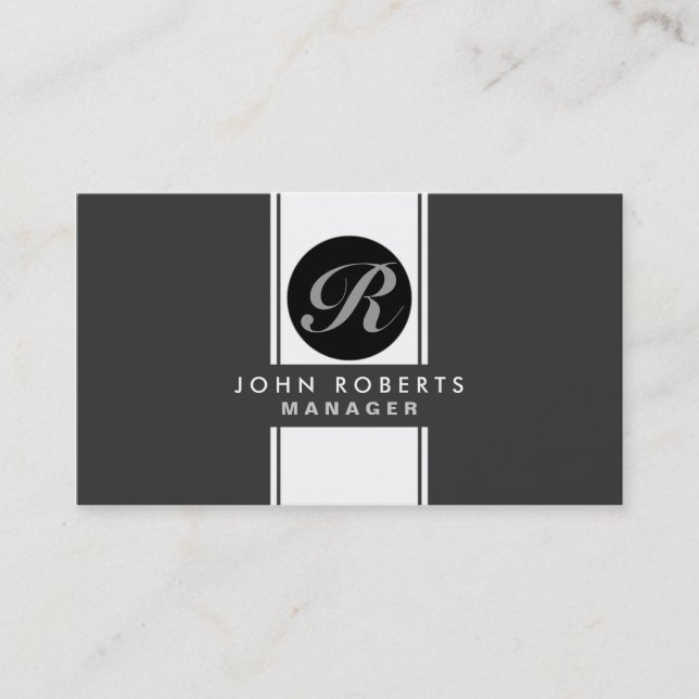 Berufliches Monogramm Elegant Black Groon Visitenkarte (Vorderseite)