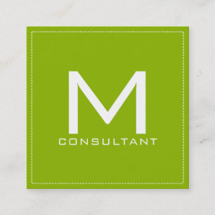Berufliches Monogramm Elegant Modernes Apple Green Quadratische Visitenkarte