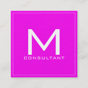 Berufliches Monogramm Elegant Modernes Rosa Quadratische Visitenkarte