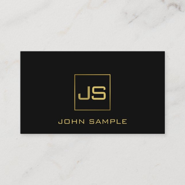 Berufliches Monogramm-Elegantes Schwarzes Gold Visitenkarte (Vorderseite)