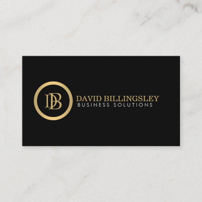 Berufliches Monogramm-Logo in Imitaten Gold II Visitenkarte (Vorderseite)