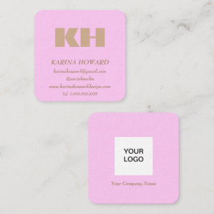 Berufliches Monogramm Logo Rosa Rosa Quadratische Visitenkarte