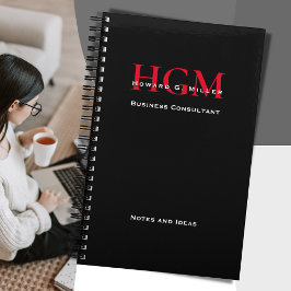 Berufliches Monogramm-Logo, rot und weiß Notizbuch