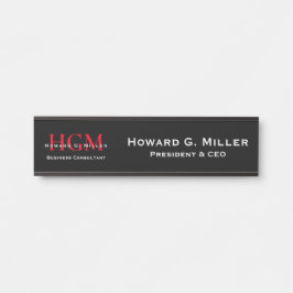 Berufliches Monogramm-Logo Schwarzweiß Türschild