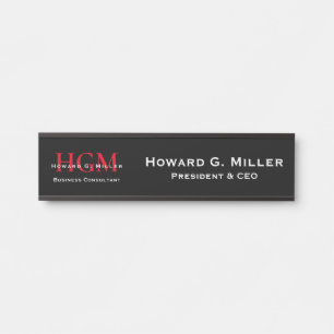 Berufliches Monogramm-Logo Schwarzweiß Türschild