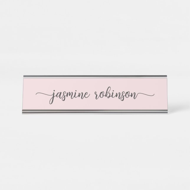 Berufliches Monogramm mit einfachem Rosa Schreibtischnamensplakette (Vorderseite )