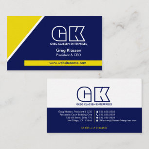 Berufliches Monogramm Navy Blue Gold Visitenkarte