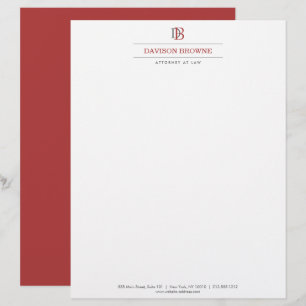 Berufliches Monogramm Rot auf Weiß Briefbogen
