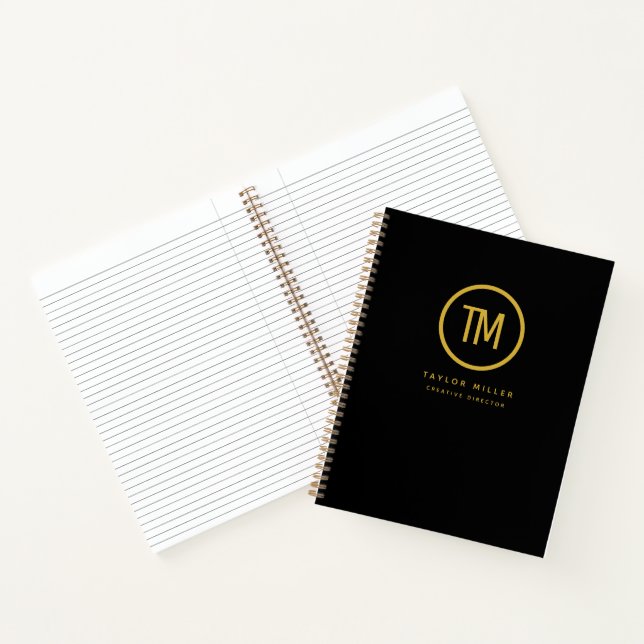 Berufliches Monogramm-Schwarzes Gold für moderne U Notizbuch (Innenseite)