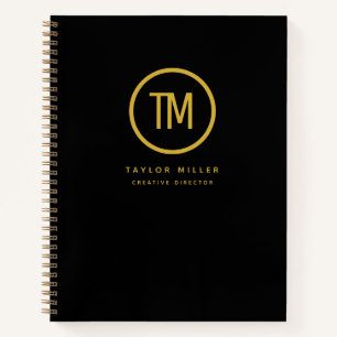 Berufliches Monogramm-Schwarzes Gold für moderne U Notizbuch