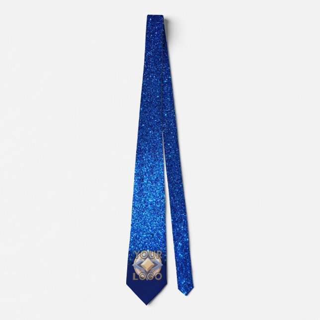 Berufliches Navy Blue Glitzer Event-Logo Krawatte (Vorderseite)