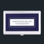 Berufliches Navy Visitenkarten Dose<br><div class="desc">Einfaches modernes berufliches Design mit personalisiertem Namen,  Titel,  Firmentext oder Sondertext in klassischer Blocktypografie auf klassischem marineblau Hintergrund. Personalisieren Sie Ihre individuelle Verwendung.</div>