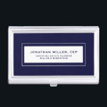Berufliches Navy Visitenkarten Dose<br><div class="desc">Einfaches modernes berufliches Design mit personalisiertem Namen, Titel, Firmentext oder Sondertext in klassischer Blocktypografie auf klassischem marineblau Hintergrund. Personalisieren Sie Ihre individuelle Verwendung.</div>