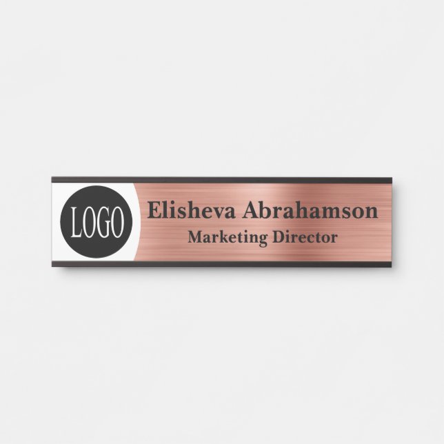 Berufliches Office-Türsignatur - Rose-Gold-Logo Türschild (Vorderseite )