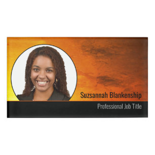 Berufliches Orange Art Custom Foto Namenschild