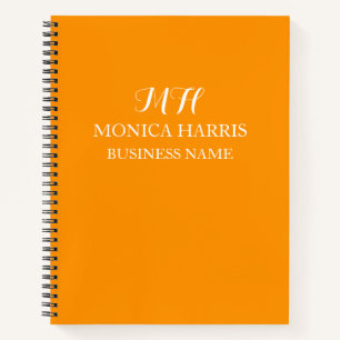 Berufliches Orange Monogram Erstgeschäft Notizbuch