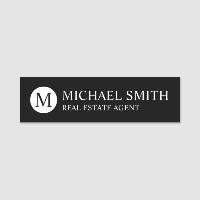 Berufliches Personalisiertes Monogramm und Name-Ta Namensschild (Vorderseite)