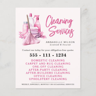 Berufliches Pink Maid & House Reinigungsgeschäft Flyer