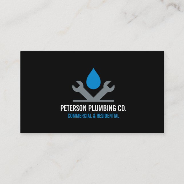 Berufliches Plumbing Logo-Dropdown-Französisch, sc Visitenkarte (Vorderseite)
