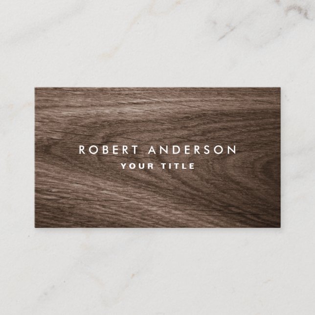 berufliches Profil aus dunklem Holz Visitenkarte (Vorderseite)