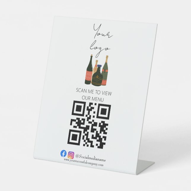 Berufliches QR-Bar-Menü Pedestal Sockelschild (Vorderseite)