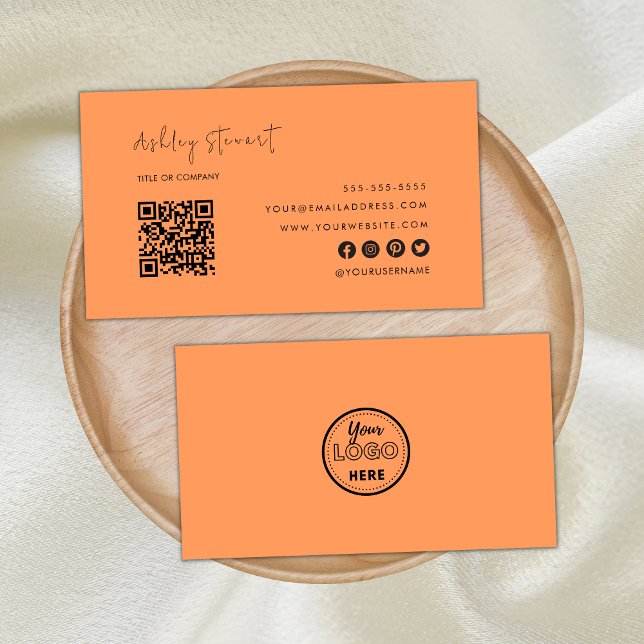 Berufliches Qr-Code-Logo Moderne, trendige Orange Visitenkarte (Von Creator hochgeladen)