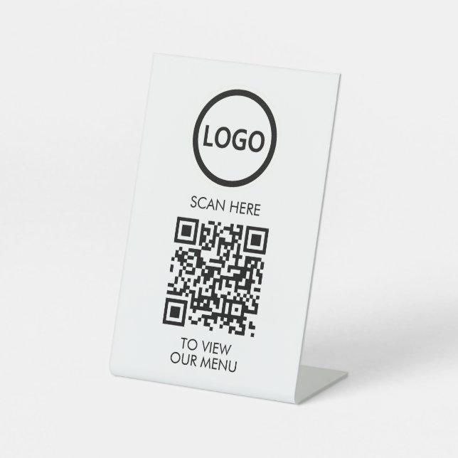 Berufliches QR-Code-Menü, kontaktlose Logos, moder Sockelschild (Vorderseite)