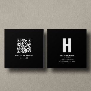 Berufliches QR-Code-Vorderseite und Rückseite Mono Quadratische Visitenkarte