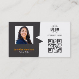 Berufliches QRCode-Foto Grau Orange Visitenkarte