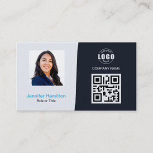 Berufliches QRCode Foto Navy Blue Business Visitenkarte
