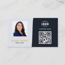 Berufliches QRCode-Foto Navy Blue Yellow