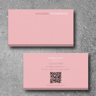 Berufliches Rosa Einfache Minimalistische QR-Code Visitenkarte