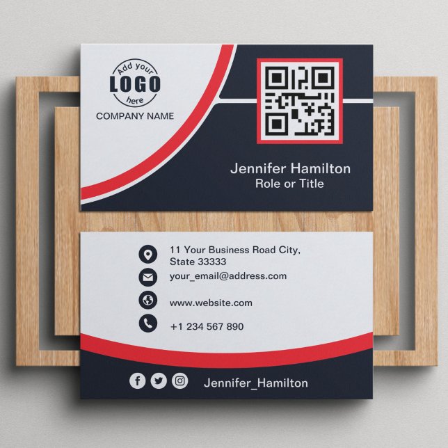Berufliches Rot, um den QR-Code Ihres Logos hinzuz Visitenkarte (Von Creator hochgeladen)