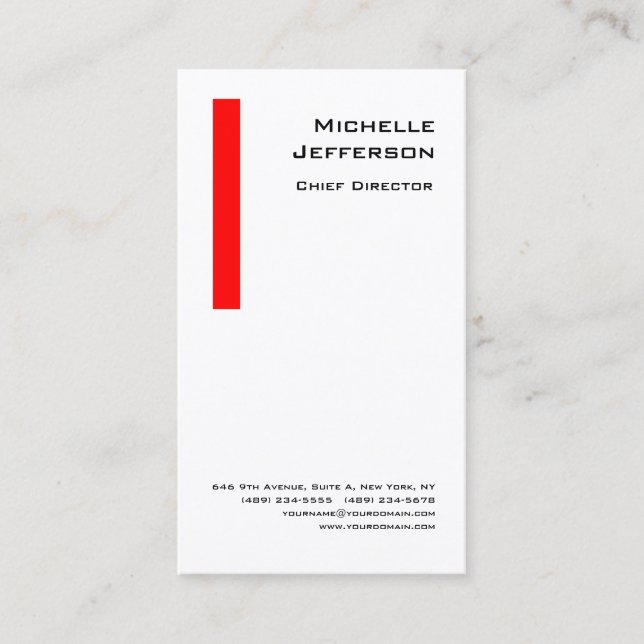 Berufliches Rotes Weiß Visitenkarte (Vorderseite)