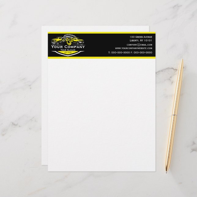 Berufliches Schleppunternehmen, Abschleppdienst Briefbogen (Vorderseite/Rückseite Beispiel)