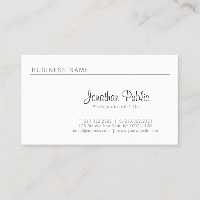 Berufliches Schlichtes Elegantes Minimalistisches  Visitenkarte (Vorderseite)