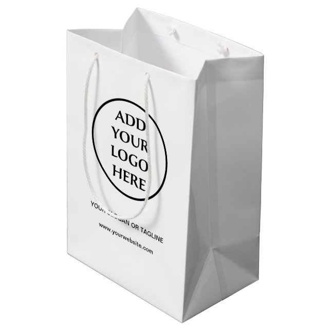 Berufliches Schlichtes Logo für Unternehmen Mittlere Geschenktüte (Rückseite Schrägansicht)