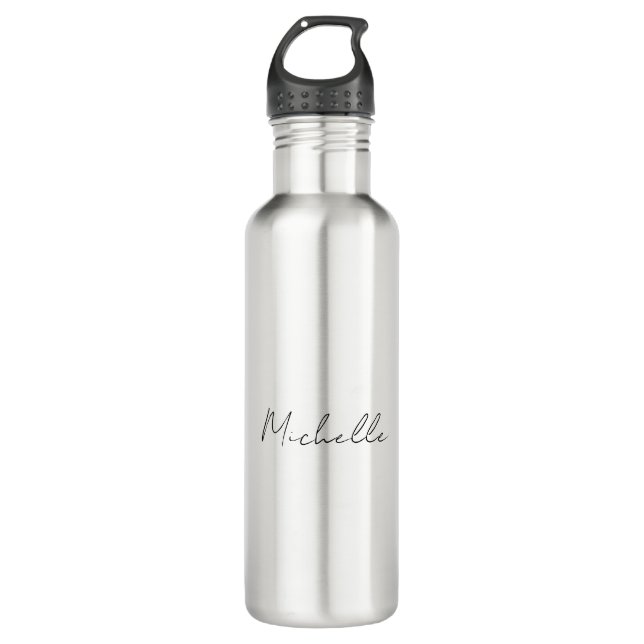Berufliches Schlichtes Minimalistisches Weiß Edelstahlflasche (Vorderseite)