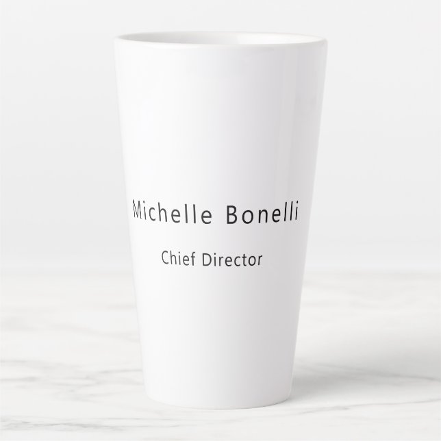 Berufliches Schlichtes Minimalistisches Weiß Milchtasse (Vorderseite)