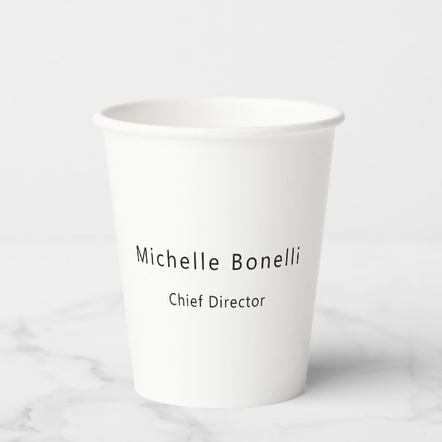Berufliches Schlichtes Minimalistisches Weiß Pappbecher (Vorderseite)