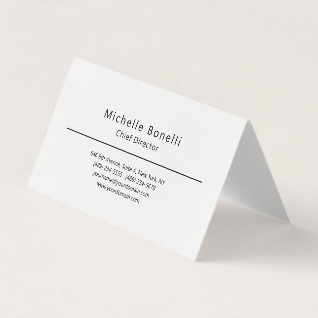 Berufliches Schlichtes Minimalistisches Weiß Visitenkarten (Vorderseite)
