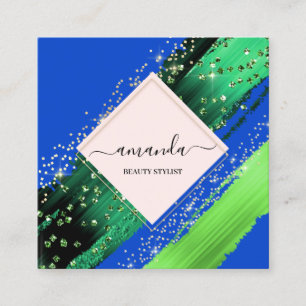Berufliches Schönheitsmakeup-Logo Grün blau trop Quadratische Visitenkarte