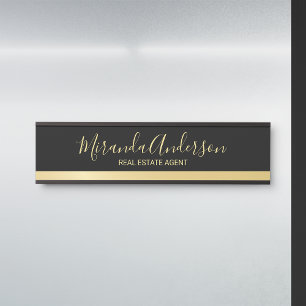 Berufliches Schwarz & Gold mit modernen Skriptname Türschild